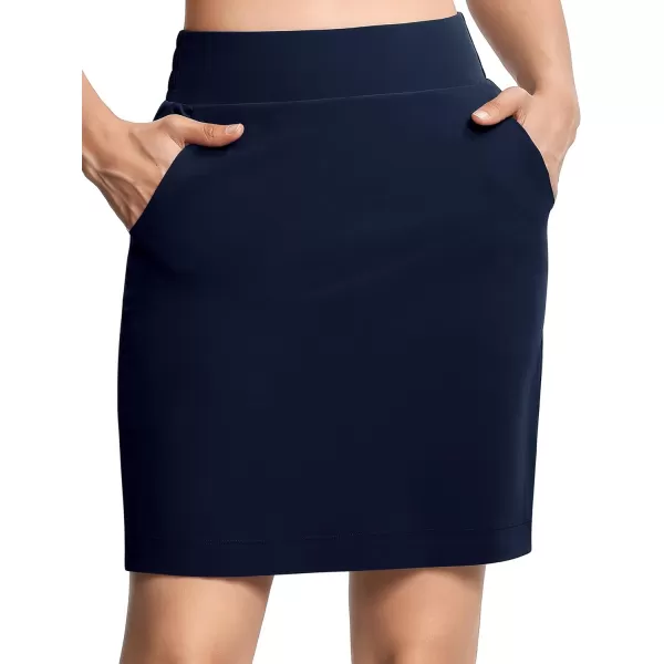 THE GYM PEOPLE Womens Golf Skorts Modest Knee Length Athletic Tennis Skirts Builtin Shorts with 4 PocketsBlue
