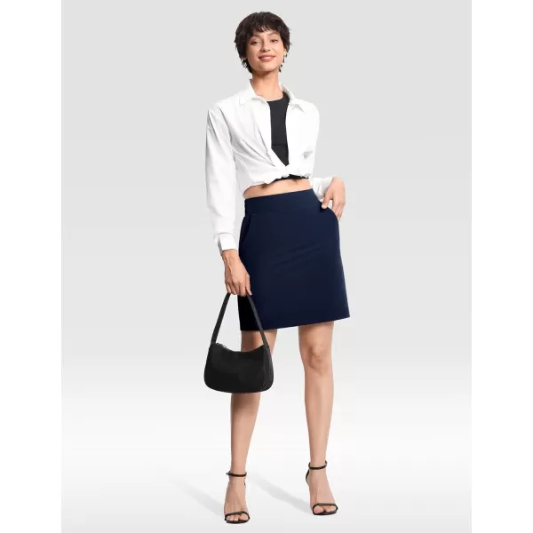 THE GYM PEOPLE Womens Golf Skorts Modest Knee Length Athletic Tennis Skirts Builtin Shorts with 4 PocketsBlue