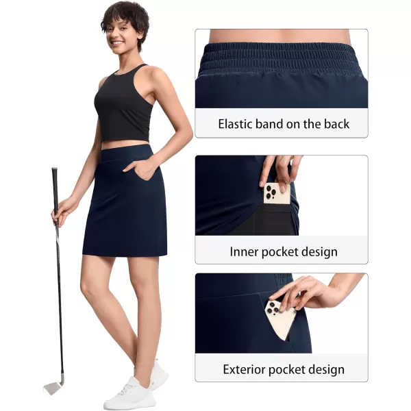 THE GYM PEOPLE Womens Golf Skorts Modest Knee Length Athletic Tennis Skirts Builtin Shorts with 4 PocketsBlue