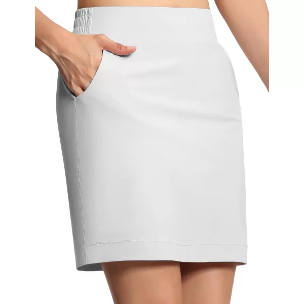 THE GYM PEOPLE Womens Golf Skorts Modest Knee Length Athletic Tennis Skirts Builtin Shorts with 4 PocketsBright Grey