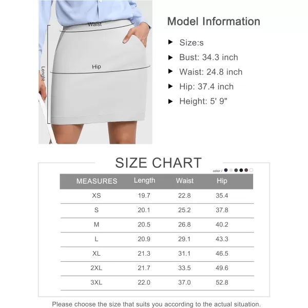 THE GYM PEOPLE Womens Golf Skorts Modest Knee Length Athletic Tennis Skirts Builtin Shorts with 4 PocketsBright Grey