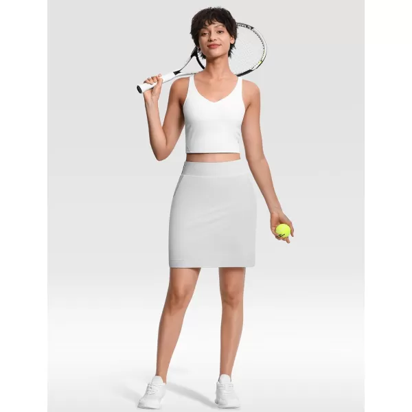 THE GYM PEOPLE Womens Golf Skorts Modest Knee Length Athletic Tennis Skirts Builtin Shorts with 4 PocketsBright Grey