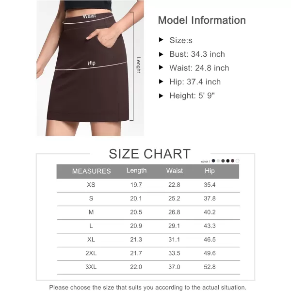 THE GYM PEOPLE Womens Golf Skorts Modest Knee Length Athletic Tennis Skirts Builtin Shorts with 4 PocketsBrown