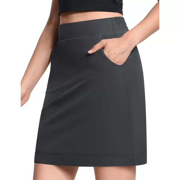 THE GYM PEOPLE Womens Golf Skorts Modest Knee Length Athletic Tennis Skirts Builtin Shorts with 4 PocketsDark Grey