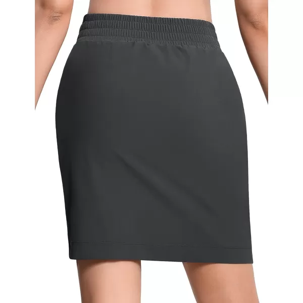 THE GYM PEOPLE Womens Golf Skorts Modest Knee Length Athletic Tennis Skirts Builtin Shorts with 4 PocketsDark Grey