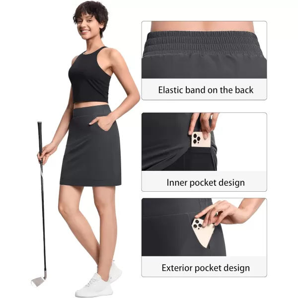 THE GYM PEOPLE Womens Golf Skorts Modest Knee Length Athletic Tennis Skirts Builtin Shorts with 4 PocketsDark Grey
