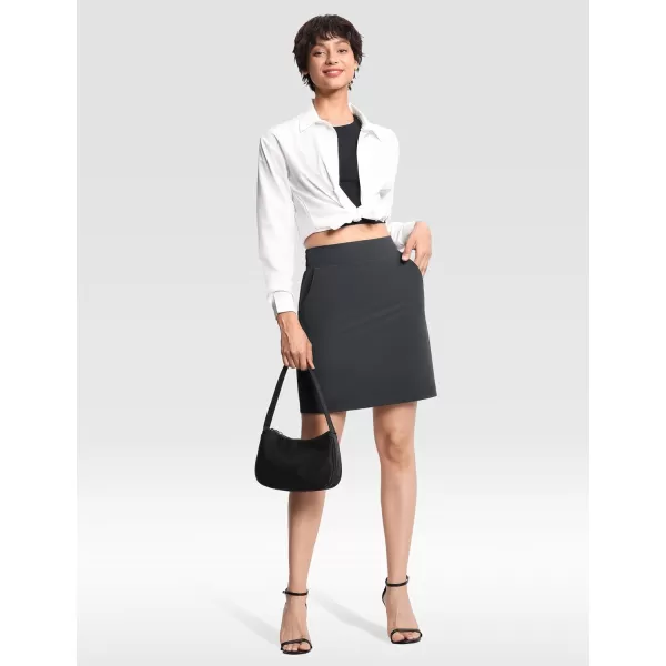 THE GYM PEOPLE Womens Golf Skorts Modest Knee Length Athletic Tennis Skirts Builtin Shorts with 4 PocketsDark Grey