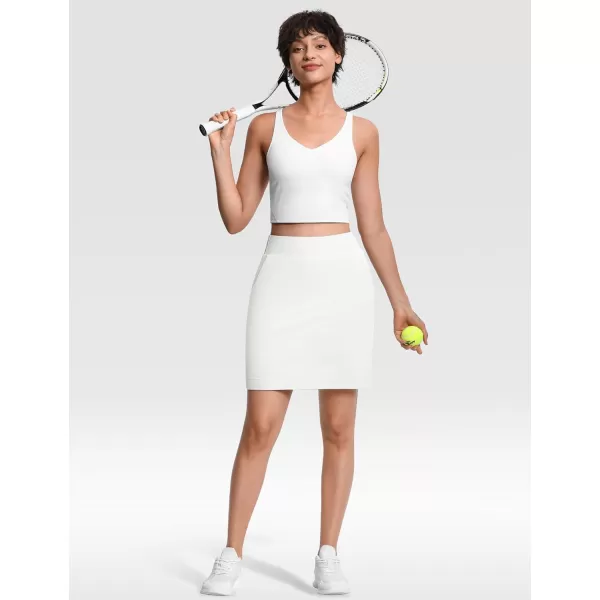 THE GYM PEOPLE Womens Golf Skorts Modest Knee Length Athletic Tennis Skirts Builtin Shorts with 4 PocketsWhite