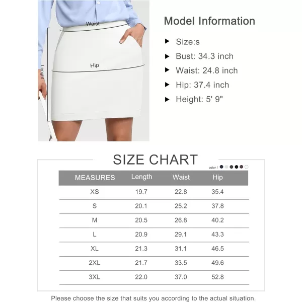 THE GYM PEOPLE Womens Golf Skorts Modest Knee Length Athletic Tennis Skirts Builtin Shorts with 4 PocketsWhite