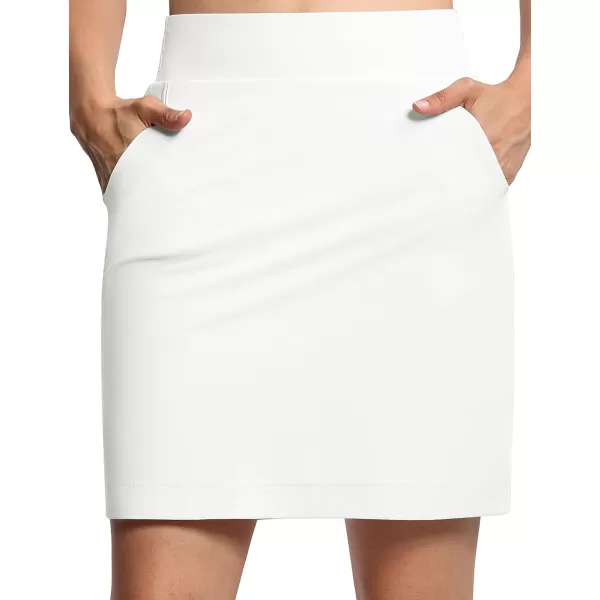 THE GYM PEOPLE Womens Golf Skorts Modest Knee Length Athletic Tennis Skirts Builtin Shorts with 4 PocketsWhite