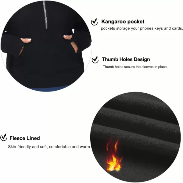 THE GYM PEOPLE Womens Half Zip Pullover Fleece Stand Collar Crop Sweatshirt with Pockets Thumb HoleBlack