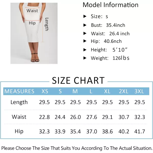 THE GYM PEOPLE Womens High Waist Tummy Control Pencil Skirts Stretchy Bodycon Midi Skirt Below Knee with Back SlitBlack