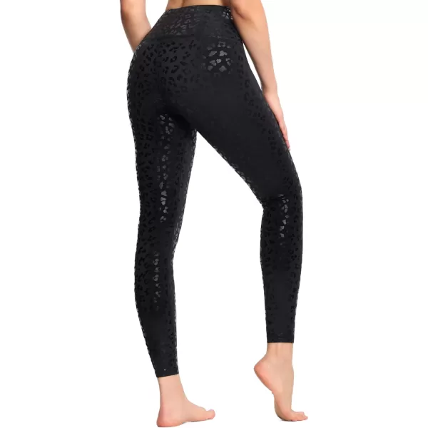 THE GYM PEOPLE Womens High Waist Workout Legging Soft Tummy Control Squat Proof Yoga Running PantsBlack Leopard