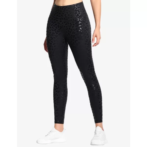 THE GYM PEOPLE Womens High Waist Workout Legging Soft Tummy Control Squat Proof Yoga Running PantsBlack Leopard