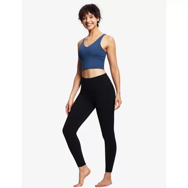 THE GYM PEOPLE Womens High Waist Workout Legging Soft Tummy Control Squat Proof Yoga Running PantsFleece Lined Black
