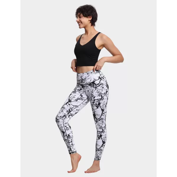 THE GYM PEOPLE Womens High Waist Workout Legging Soft Tummy Control Squat Proof Yoga Running PantsMarble