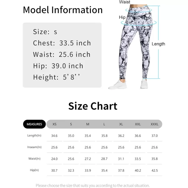 THE GYM PEOPLE Womens High Waist Workout Legging Soft Tummy Control Squat Proof Yoga Running PantsMarble