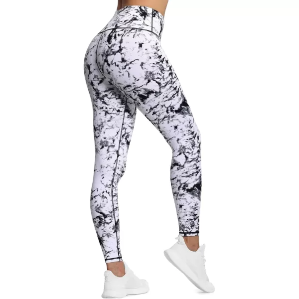 THE GYM PEOPLE Womens High Waist Workout Legging Soft Tummy Control Squat Proof Yoga Running PantsMarble