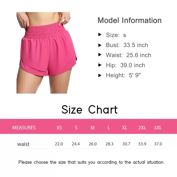 THE GYM PEOPLE Womens High Waisted Worktout Shorts Quick Dry Running Athletic Shorts with Mesh Liner Zipper PocketBright Pink