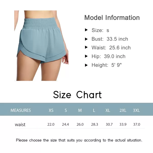 THE GYM PEOPLE Womens High Waisted Worktout Shorts Quick Dry Running Athletic Shorts with Mesh Liner Zipper PocketDenim Blue