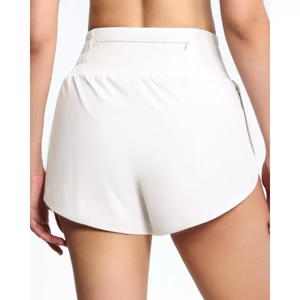 THE GYM PEOPLE Womens High Waisted Worktout Shorts Quick Dry Running Athletic Shorts with Mesh Liner Zipper PocketWhite