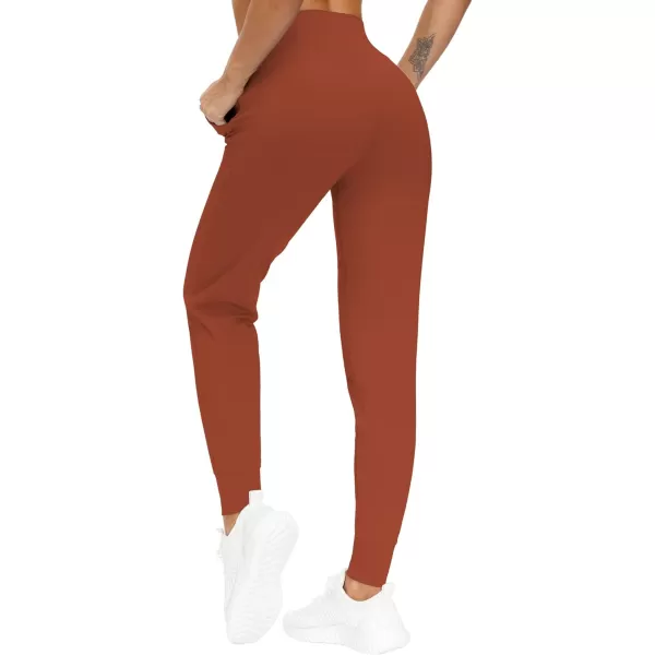 THE GYM PEOPLE Womens Joggers Pants Lightweight Athletic Leggings Tapered Lounge Pants for Workout Yoga RunningBrick Red