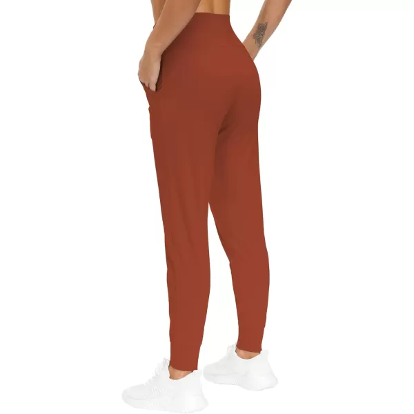 THE GYM PEOPLE Womens Joggers Pants Lightweight Athletic Leggings Tapered Lounge Pants for Workout Yoga RunningBrick Red