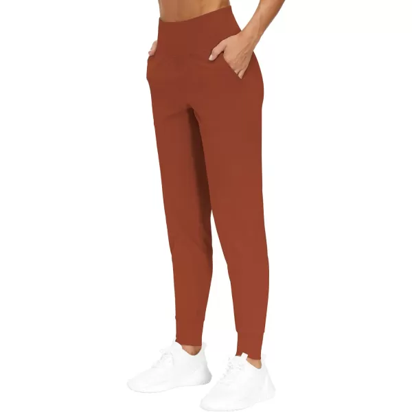 THE GYM PEOPLE Womens Joggers Pants Lightweight Athletic Leggings Tapered Lounge Pants for Workout Yoga RunningBrick Red