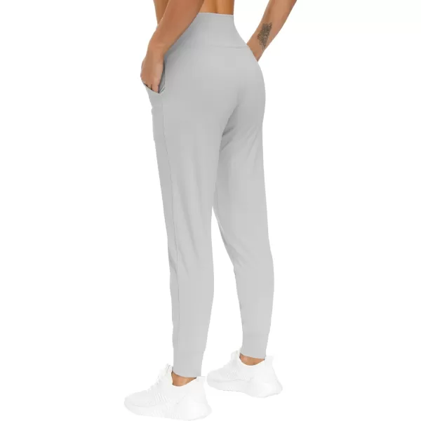 THE GYM PEOPLE Womens Joggers Pants Lightweight Athletic Leggings Tapered Lounge Pants for Workout Yoga RunningBright Grey