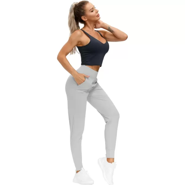 THE GYM PEOPLE Womens Joggers Pants Lightweight Athletic Leggings Tapered Lounge Pants for Workout Yoga RunningBright Grey