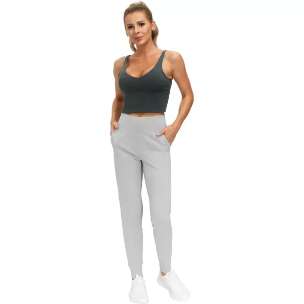 THE GYM PEOPLE Womens Joggers Pants Lightweight Athletic Leggings Tapered Lounge Pants for Workout Yoga RunningBright Grey