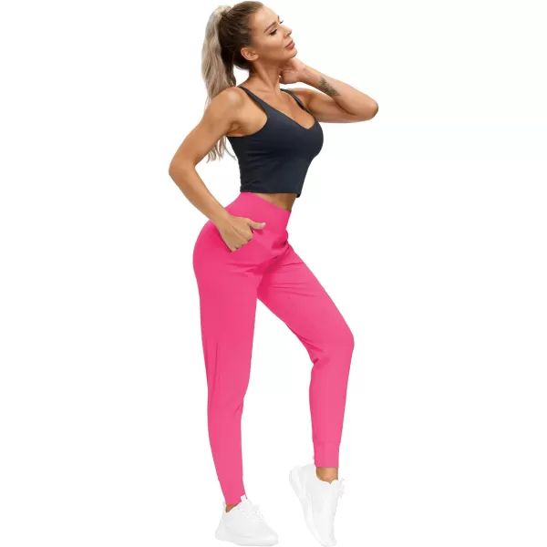 THE GYM PEOPLE Womens Joggers Pants Lightweight Athletic Leggings Tapered Lounge Pants for Workout Yoga RunningBright Pink