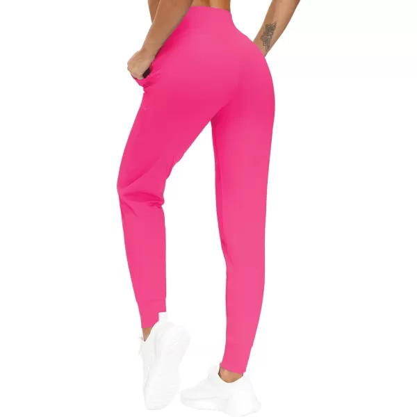 THE GYM PEOPLE Womens Joggers Pants Lightweight Athletic Leggings Tapered Lounge Pants for Workout Yoga RunningBright Pink