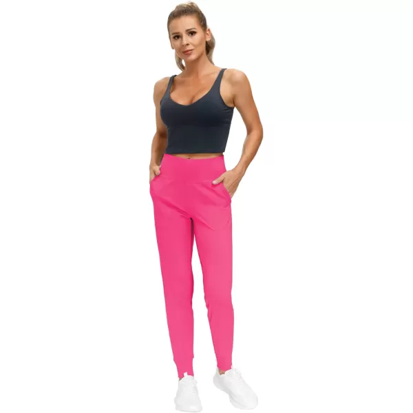 THE GYM PEOPLE Womens Joggers Pants Lightweight Athletic Leggings Tapered Lounge Pants for Workout Yoga RunningBright Pink