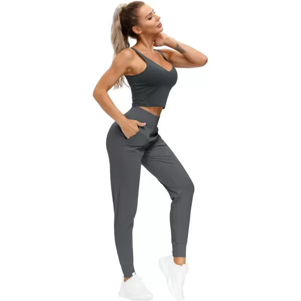 THE GYM PEOPLE Womens Joggers Pants Lightweight Athletic Leggings Tapered Lounge Pants for Workout Yoga RunningDark Grey