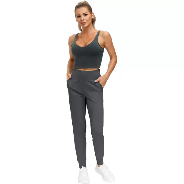 THE GYM PEOPLE Womens Joggers Pants Lightweight Athletic Leggings Tapered Lounge Pants for Workout Yoga RunningDark Grey
