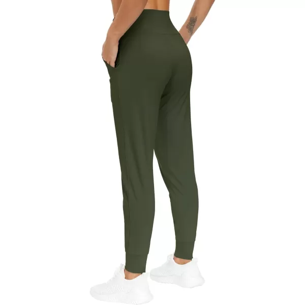 THE GYM PEOPLE Womens Joggers Pants Lightweight Athletic Leggings Tapered Lounge Pants for Workout Yoga RunningDark Olive