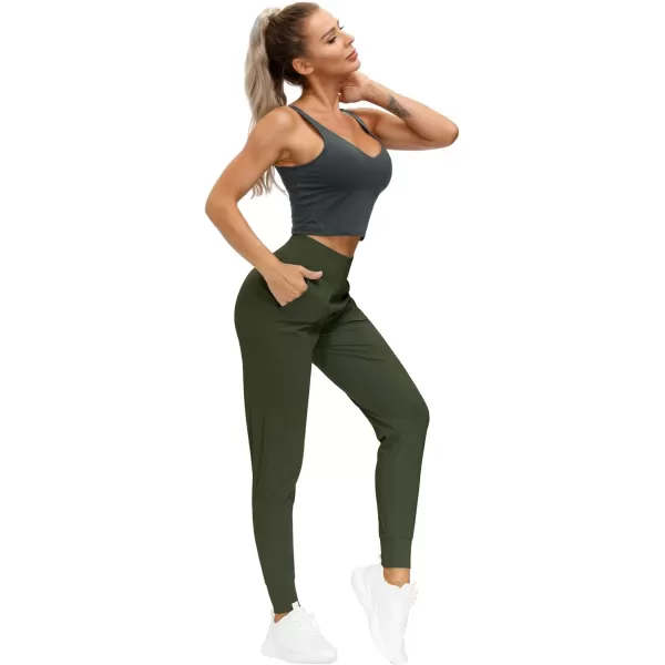 THE GYM PEOPLE Womens Joggers Pants Lightweight Athletic Leggings Tapered Lounge Pants for Workout Yoga RunningDark Olive