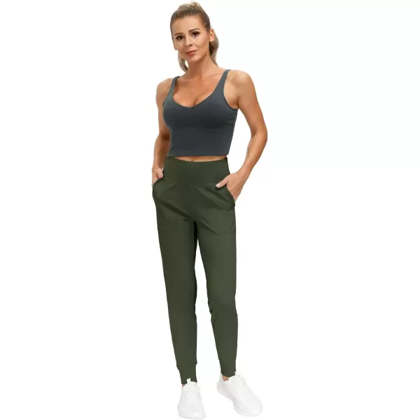 THE GYM PEOPLE Womens Joggers Pants Lightweight Athletic Leggings Tapered Lounge Pants for Workout Yoga RunningDark Olive