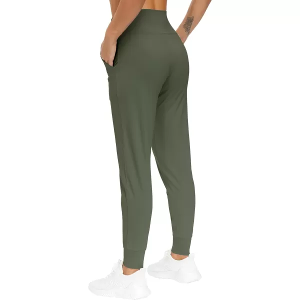 THE GYM PEOPLE Womens Joggers Pants Lightweight Athletic Leggings Tapered Lounge Pants for Workout Yoga RunningOlive Green