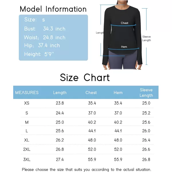 THE GYM PEOPLE Womens Long Sleeve Workout Shirts Athletic Crewneck Hiking Tops with Thumb HoleBlack