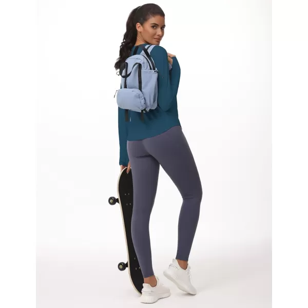 THE GYM PEOPLE Womens Long Sleeve Workout Shirts Athletic Crewneck Hiking Tops with Thumb HoleDark Blue Green