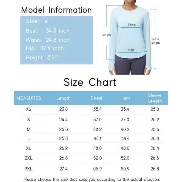 THE GYM PEOPLE Womens Long Sleeve Workout Shirts Athletic Crewneck Hiking Tops with Thumb HoleLight Blue