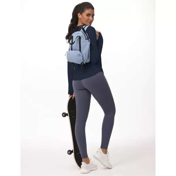 THE GYM PEOPLE Womens Long Sleeve Workout Shirts Athletic Crewneck Hiking Tops with Thumb HoleNavy Blue
