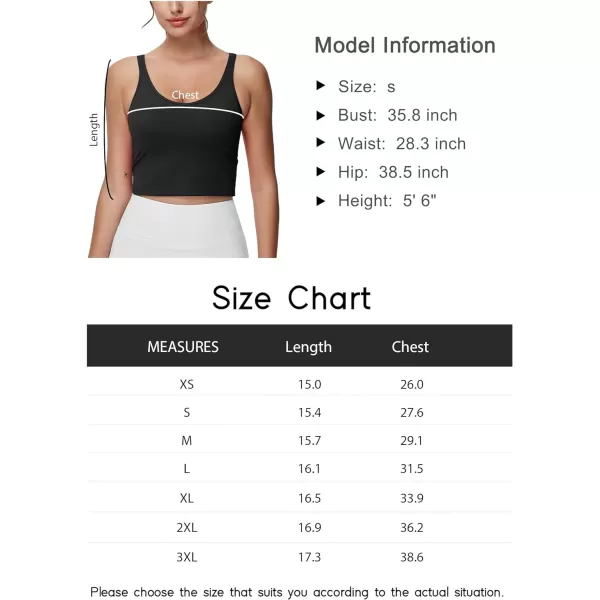 THE GYM PEOPLE Womens Longline Sports Bra Removable Padded Wireless Workout Yoga Tank TopsBlack