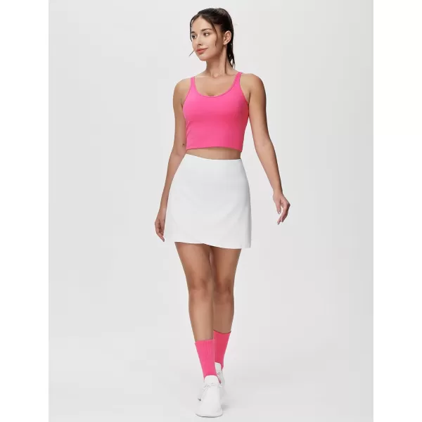 THE GYM PEOPLE Womens Longline Sports Bra Removable Padded Wireless Workout Yoga Tank TopsBright Pink