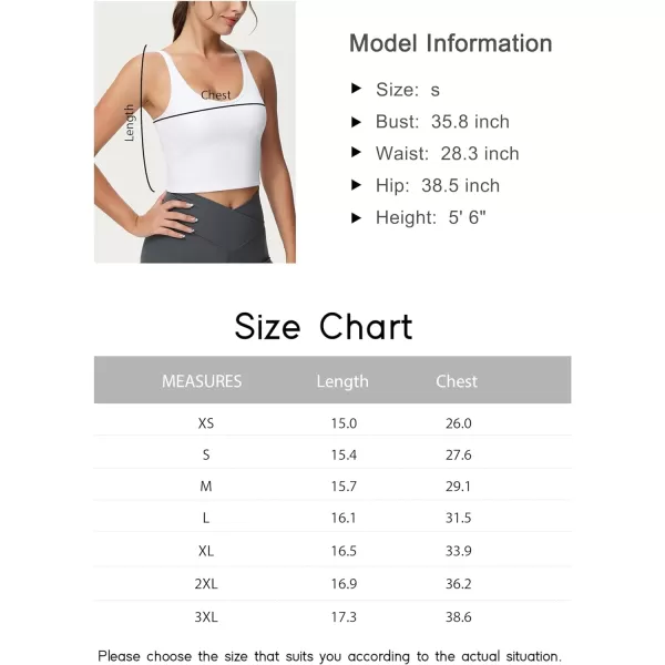 THE GYM PEOPLE Womens Longline Sports Bra Removable Padded Wireless Workout Yoga Tank TopsWhite