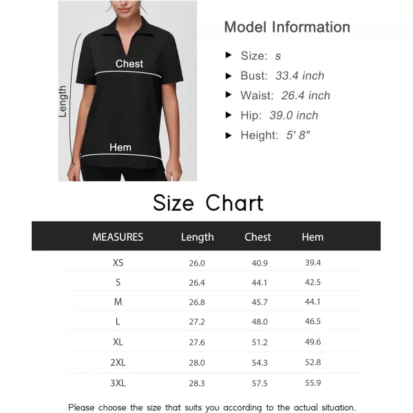 THE GYM PEOPLE Womens Loose fit Workout Polo Shirts Back Short Sleeve V Neck Tees Tops with Side SlitsBlack