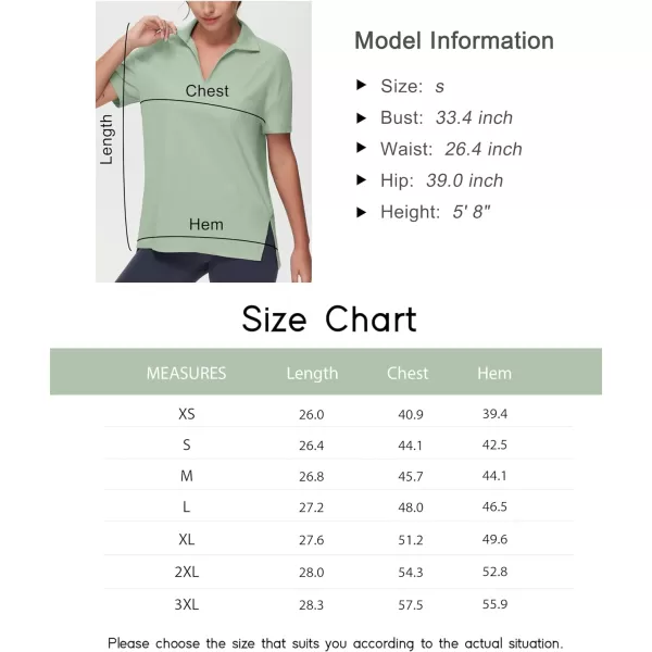 THE GYM PEOPLE Womens Loose fit Workout Polo Shirts Back Short Sleeve V Neck Tees Tops with Side SlitsLight Green