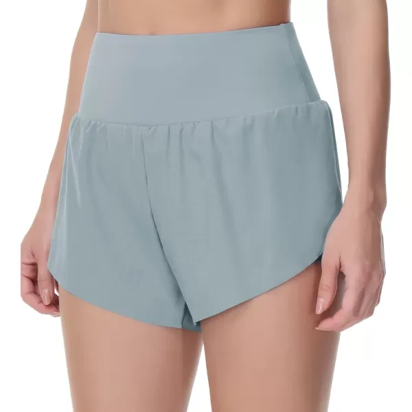 THE GYM PEOPLE Womens Quick Dry Running Shorts Mesh Liner High Waisted Tennis Workout Shorts Zipper PocketsDenim Blue